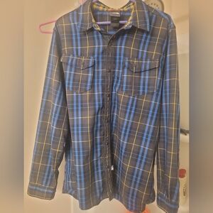 Blue and Yellow Plaid Men's Shirt